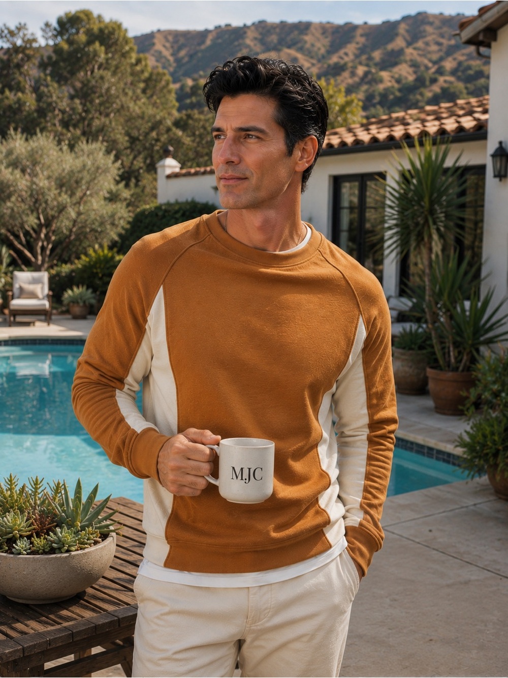Zara Crew Neck Sweatshirt Raglan Men’s SZ S Brown & Cream